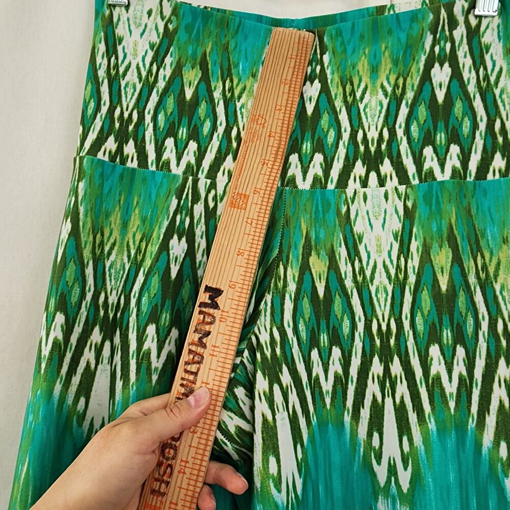 Patti Biggs Vintage green Palazzo pull-on Pants M Hippie Boho Tropical tencel - Picture 6 of 11